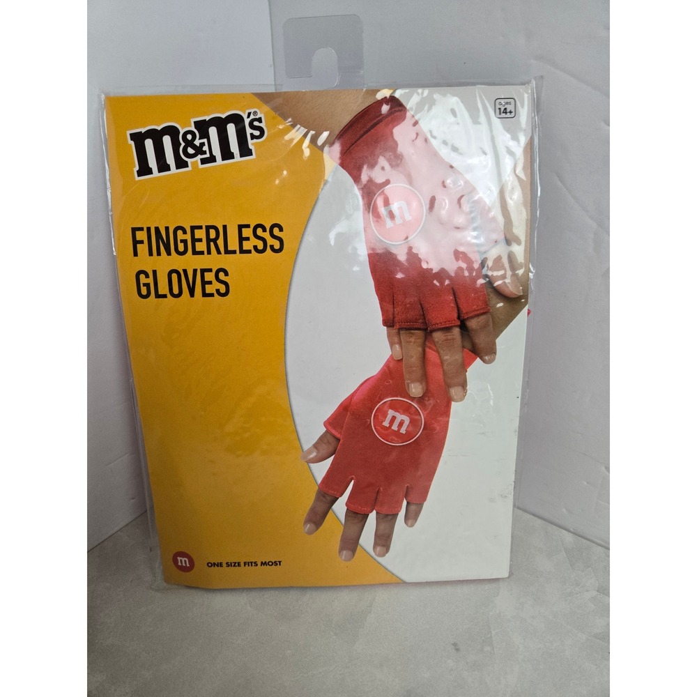 M&M's Red Fingerless Gloves One Size Fits Most Spirit‎ Halloween Costume NWT